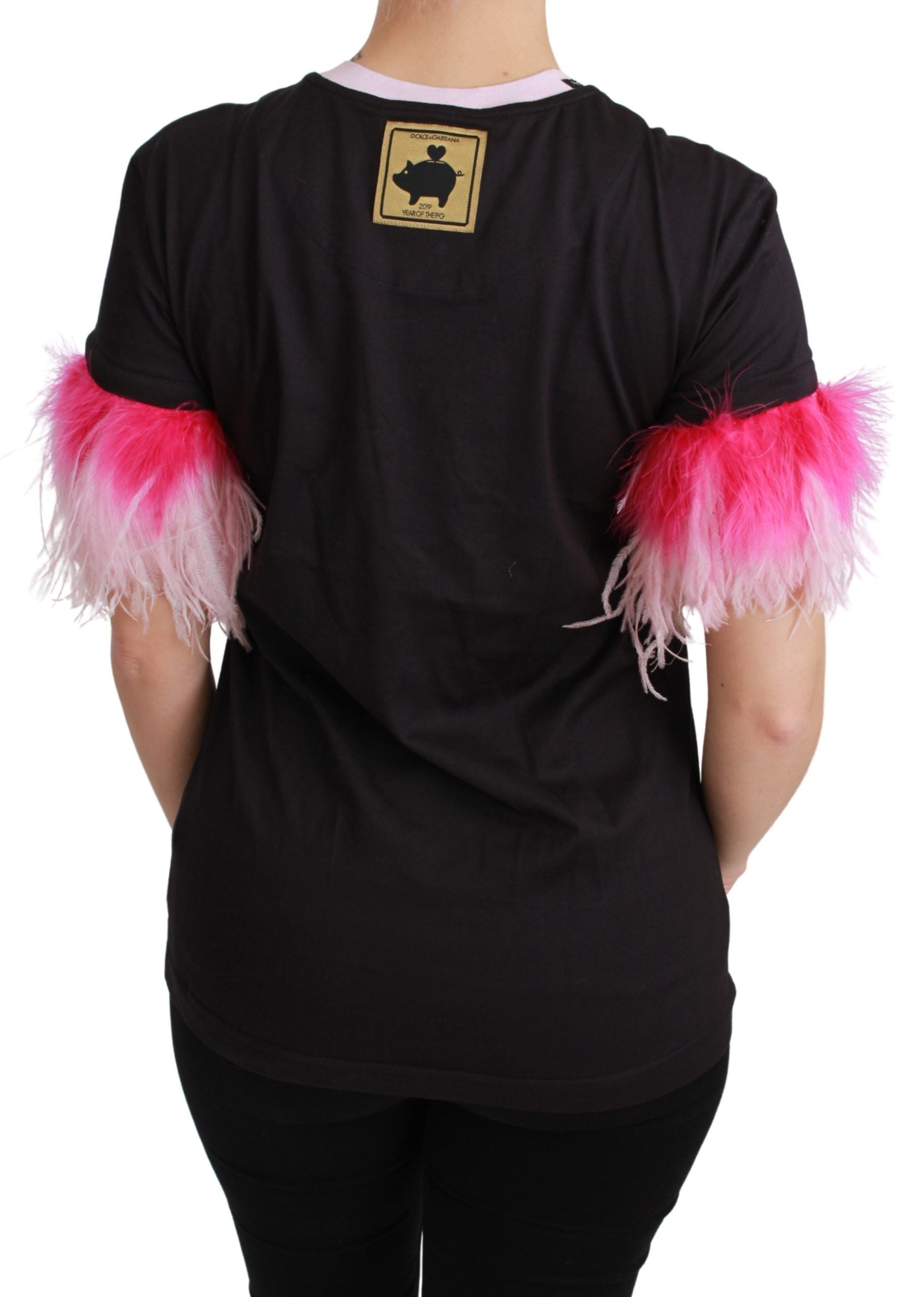 Black YEAR OF THE PIG Top Cotton T-shirt