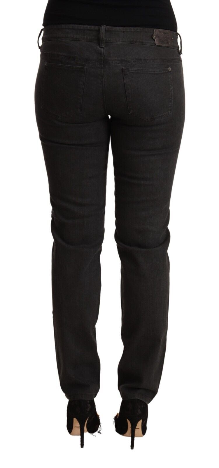 Blugi Ermanno Scervino Chic negri cu talie joasă skinny din denim