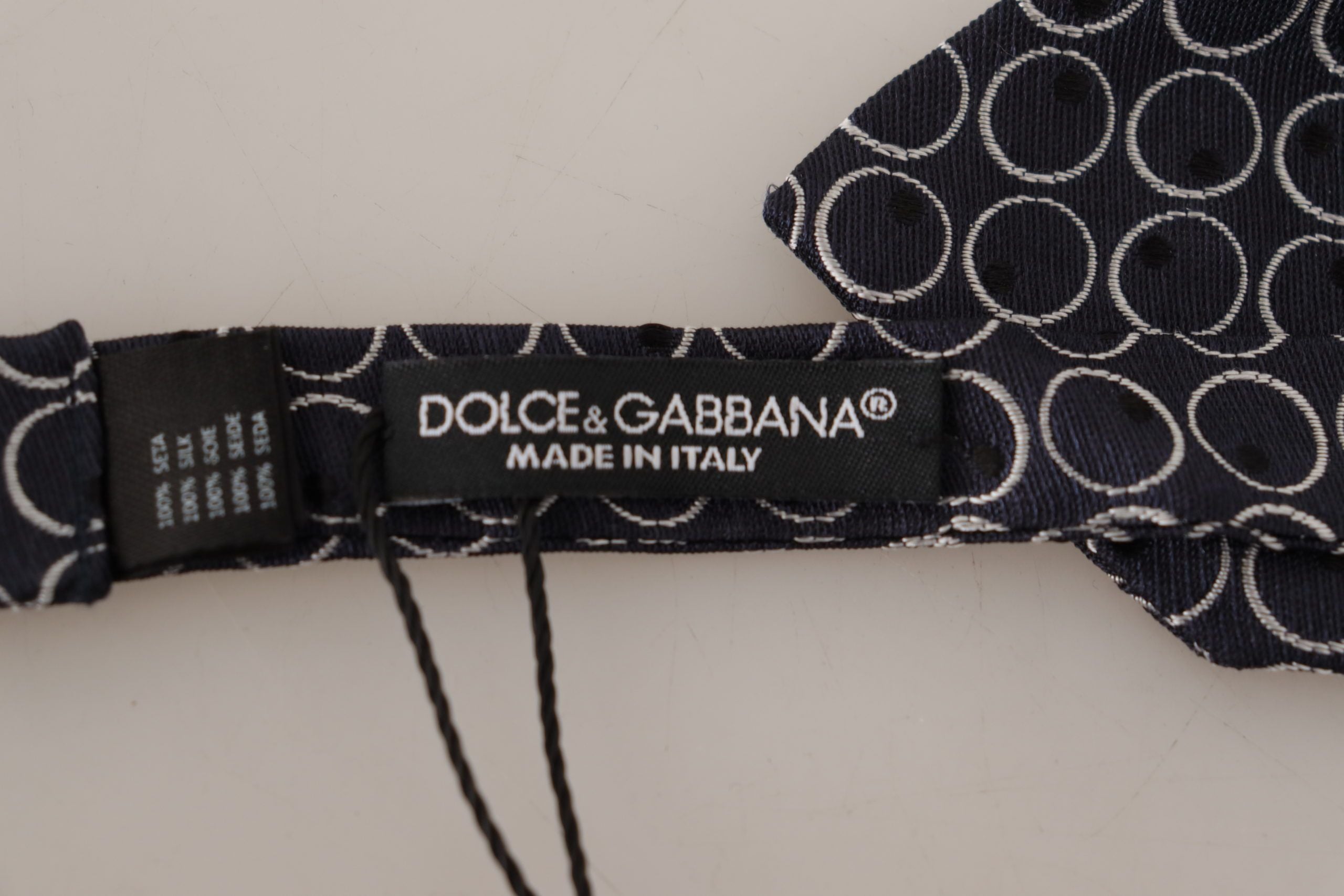 Black White Round 100% Silk Neck Papillon Tie