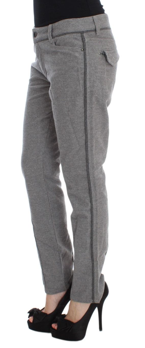Pantaloni casual din bumbac Ermanno Scervino Chic gri