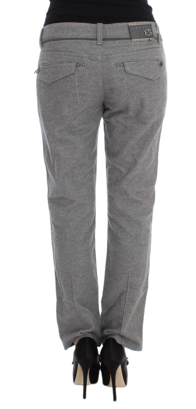 Pantaloni casual din bumbac Ermanno Scervino Chic gri