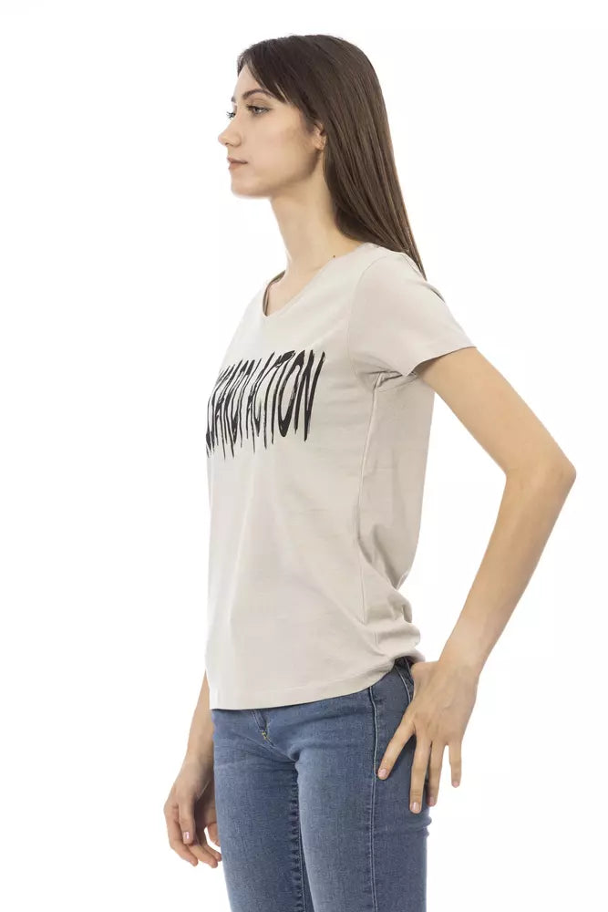 Tricou Trussardi Action bej din bumbac pentru femei