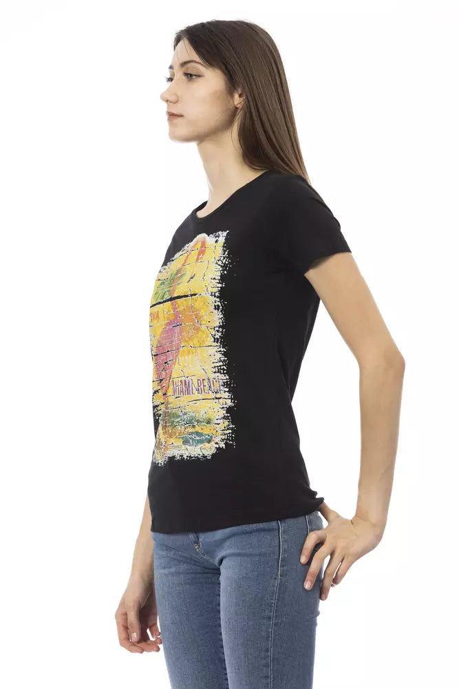 Tricou Trussardi Action negru din bumbac pentru femei