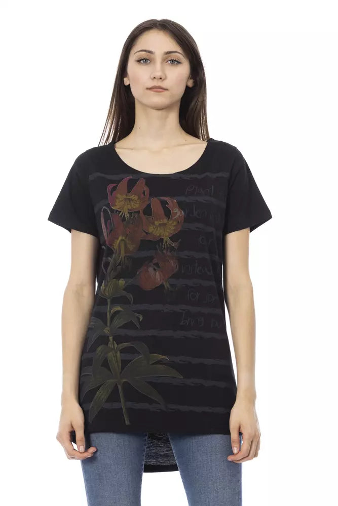 Tricou Trussardi Action negru din bumbac pentru femei