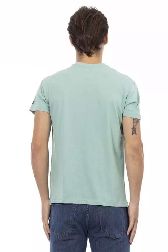 Tricou Trussardi Action verde din bumbac pentru bărbați