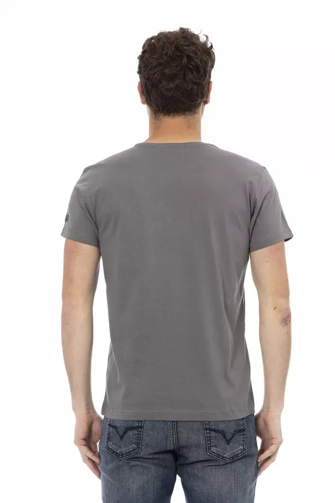 Tricou Trussardi Action gri din bumbac pentru bărbați