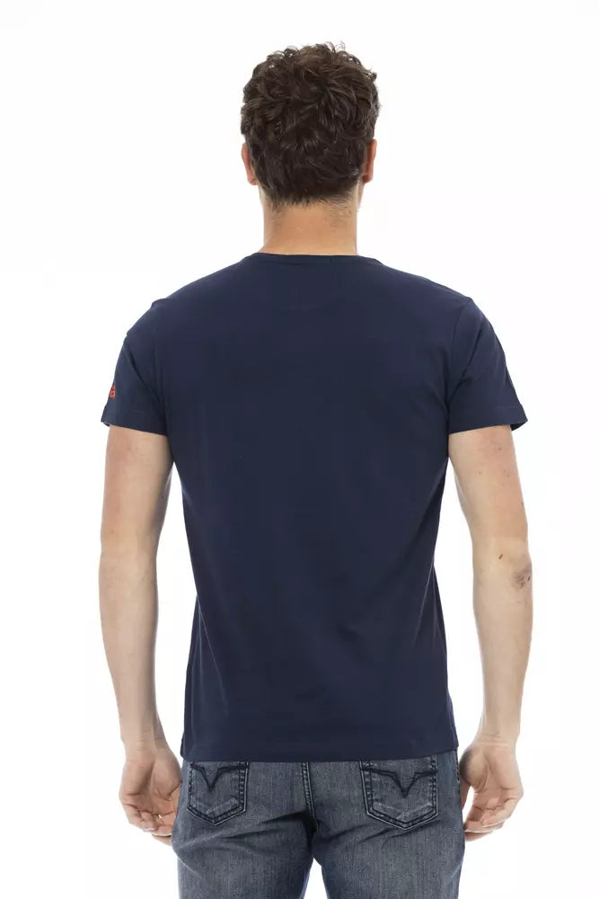 Tricou Trussardi Action albastru din bumbac pentru bărbați