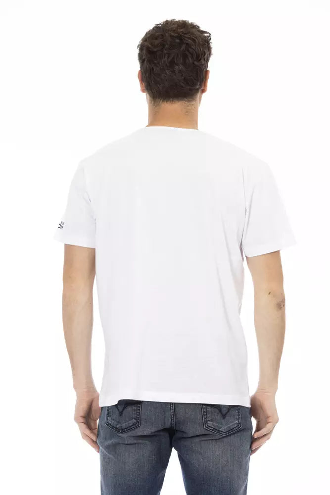 Tricou Trussardi Action alb din bumbac pentru bărbați