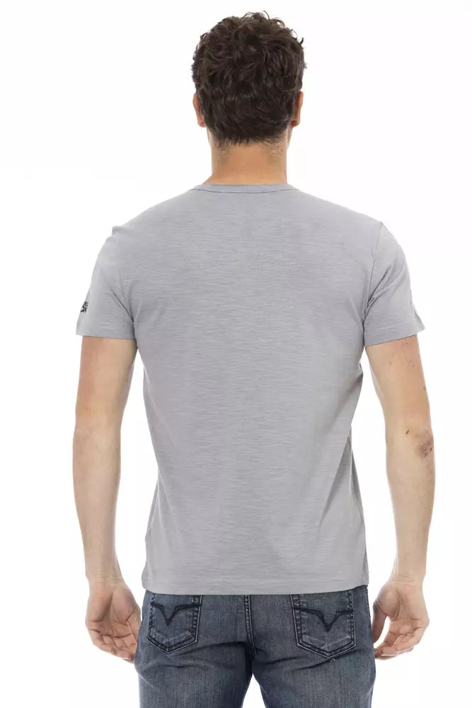 Tricou Trussardi Action gri din bumbac pentru bărbați