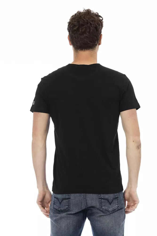 Tricou Trussardi Action negru din bumbac pentru bărbați