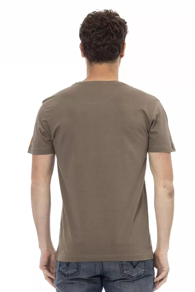 Tricou Trussardi Action maro din bumbac pentru bărbați