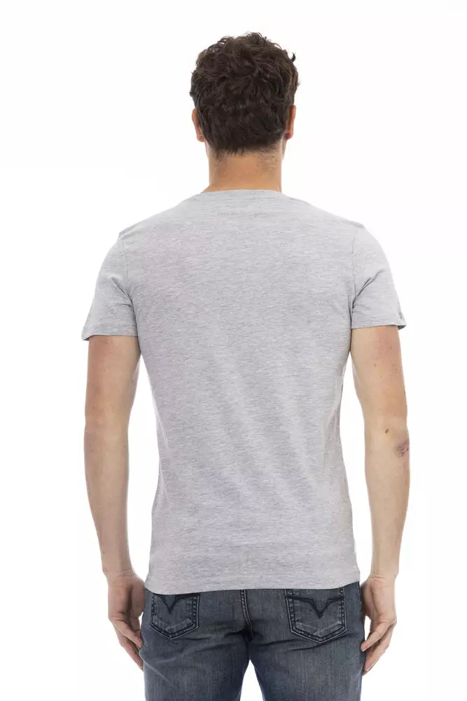 Tricou Trussardi Action gri din bumbac pentru bărbați