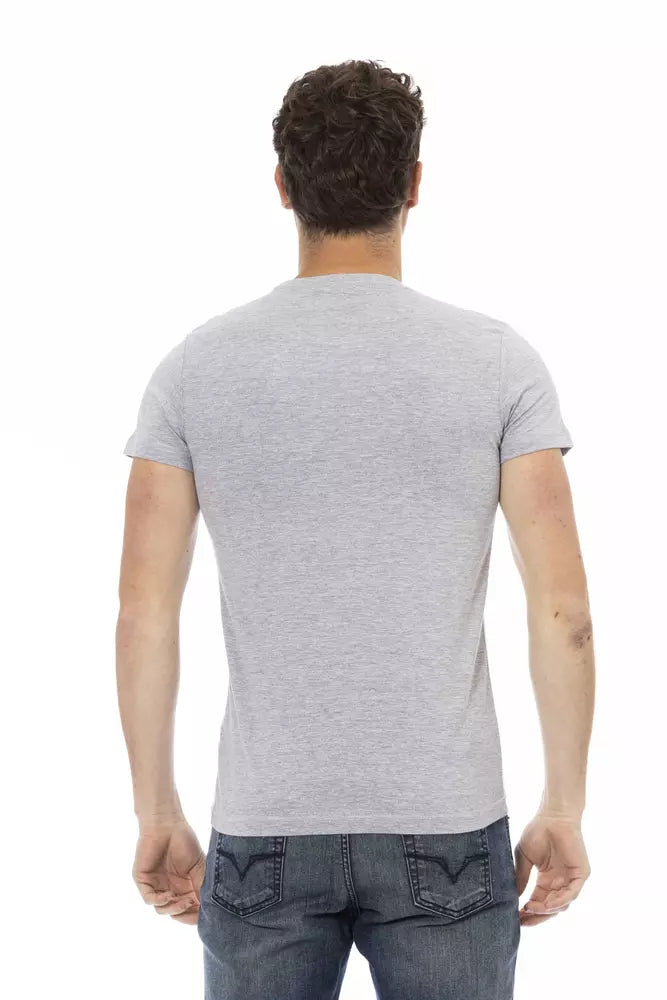 Tricou Trussardi Action gri din bumbac pentru bărbați