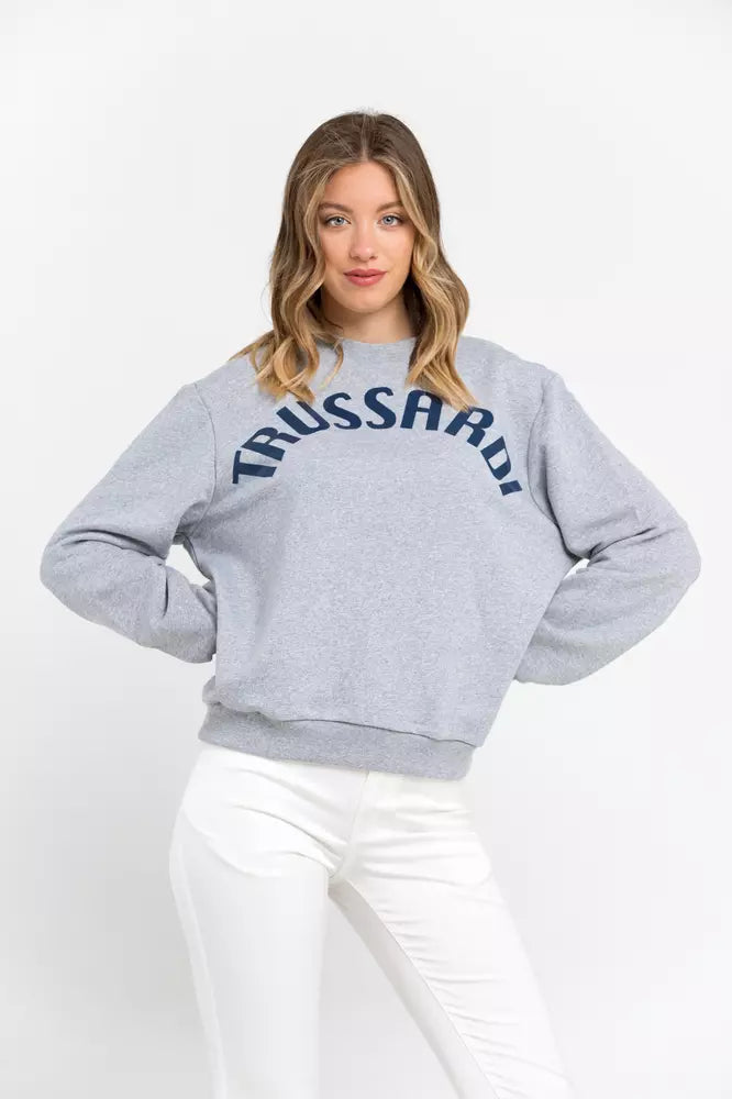 Pulover Trussardi gri din bumbac pentru femei