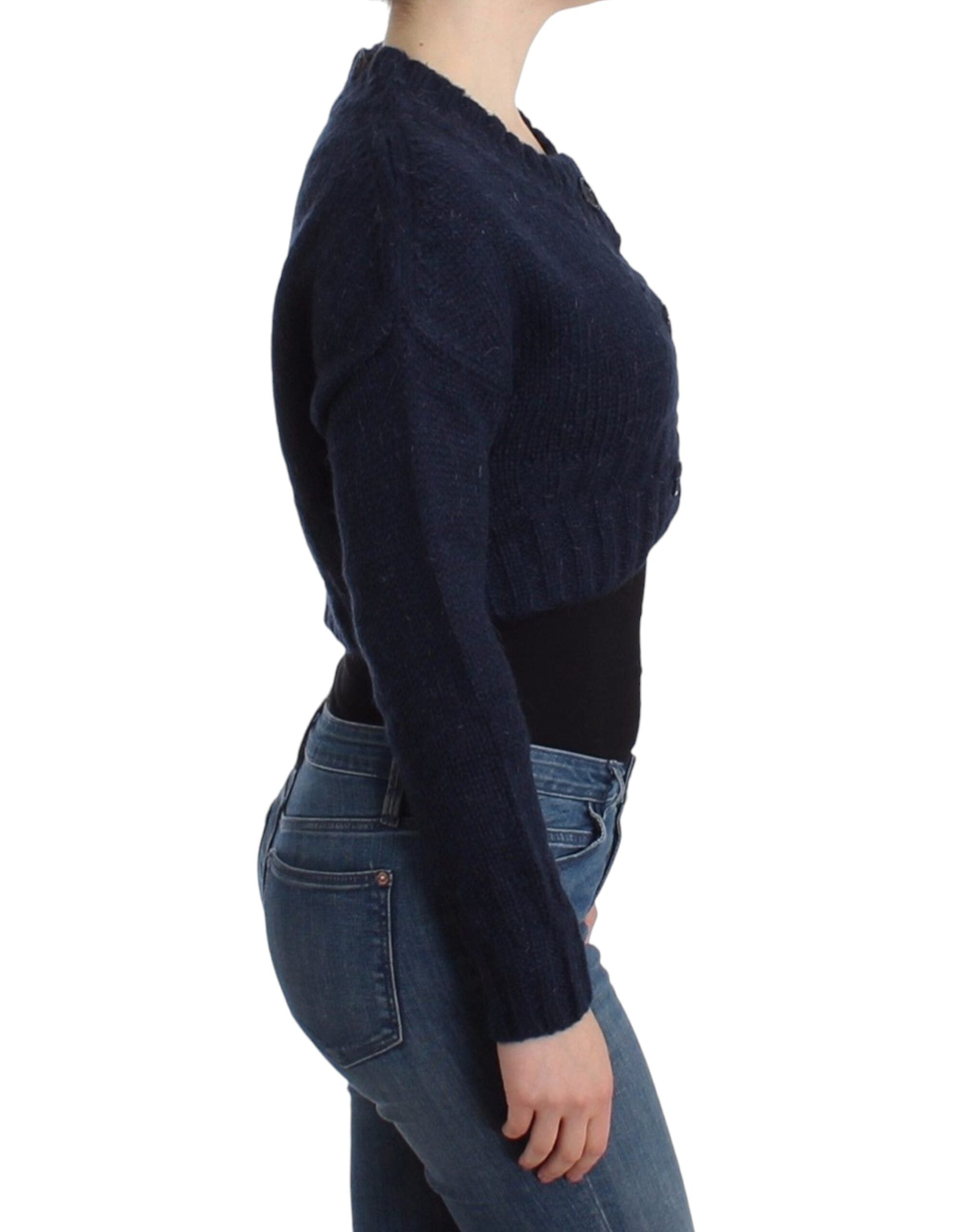 John Galliano Schicke kurze blaue Strickjacke