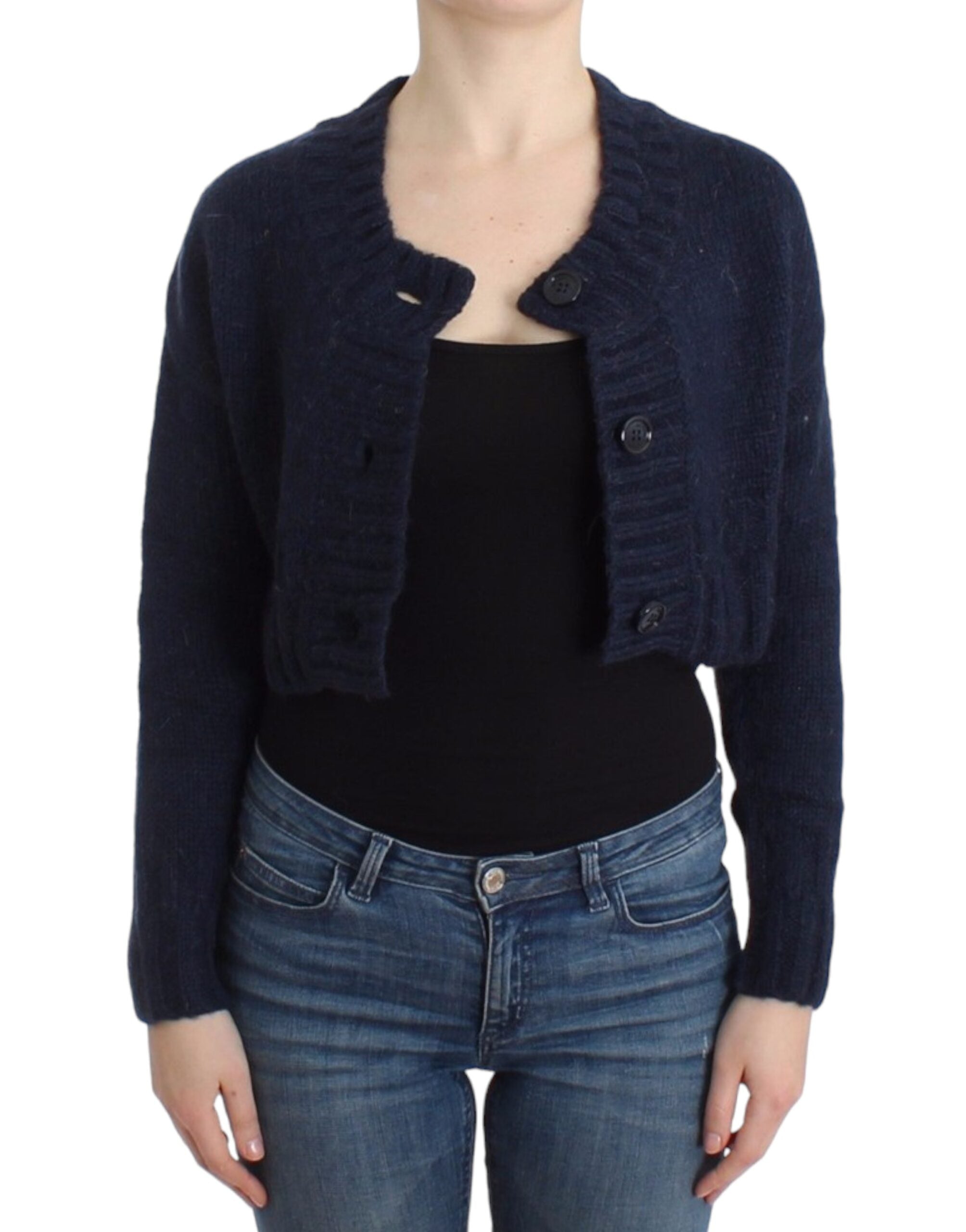 John Galliano Schicke kurze blaue Strickjacke
