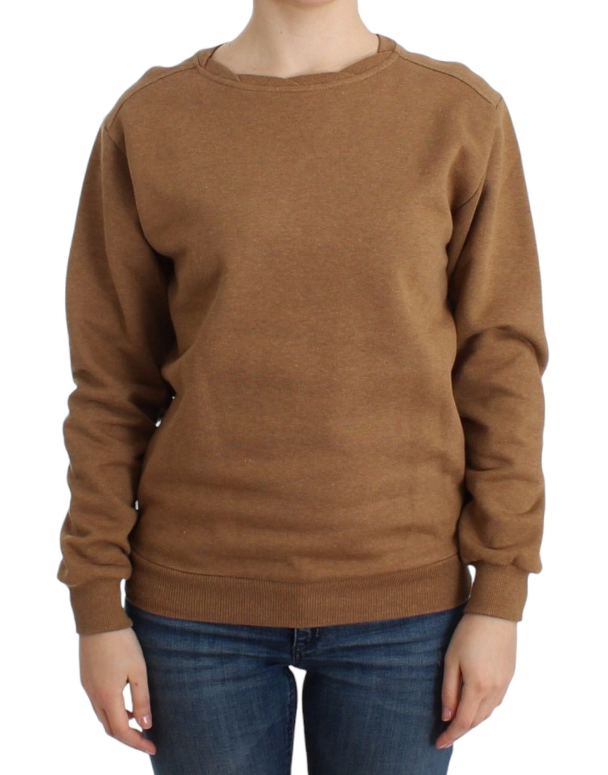 Pulover John Galliano Chic maro cu guler rotund din bumbac