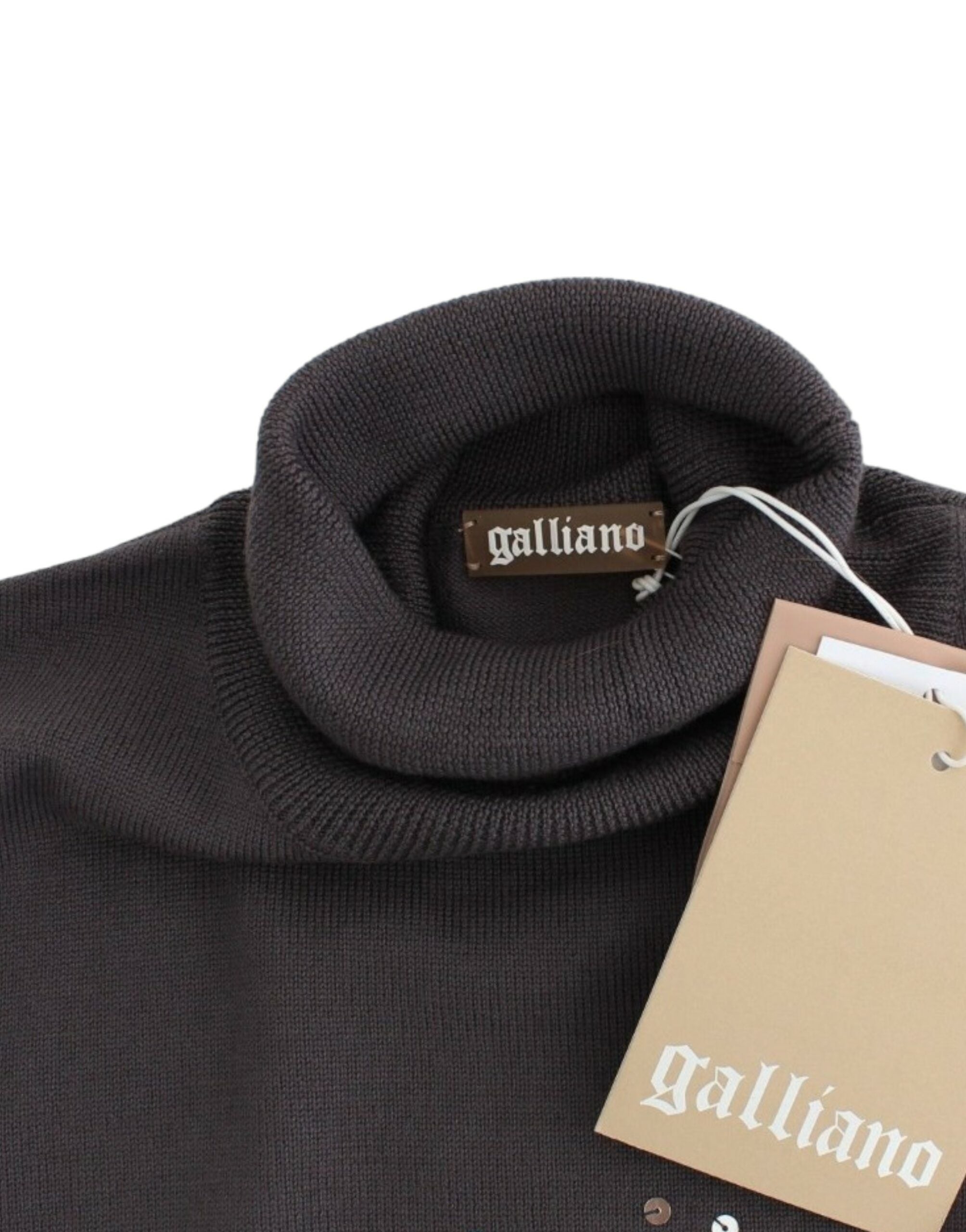 Pulover elegant cu guler înalt din lână virgină John Galliano