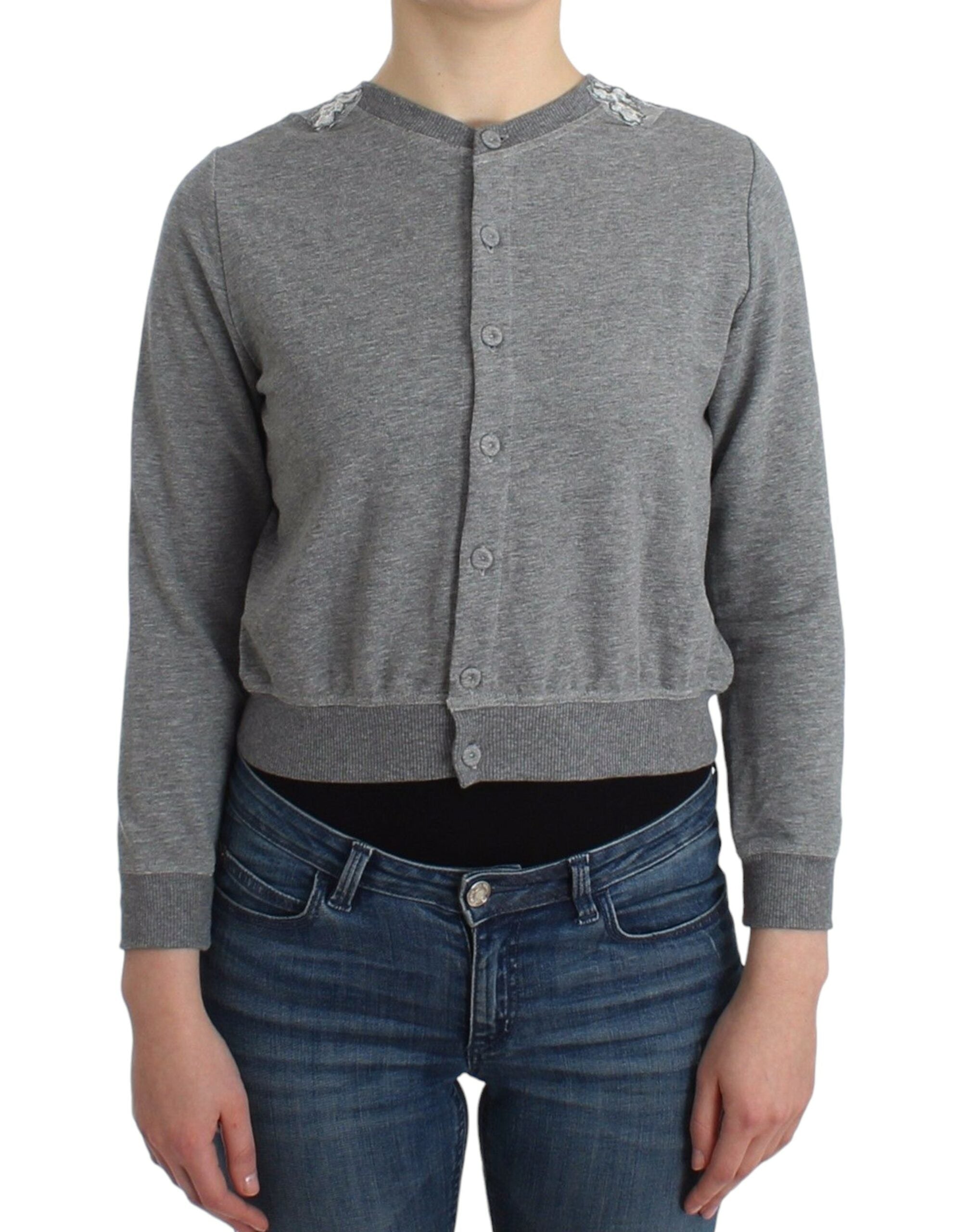 Cardigan scurt Ermanno Scervino Chic gri din amestec de bumbac