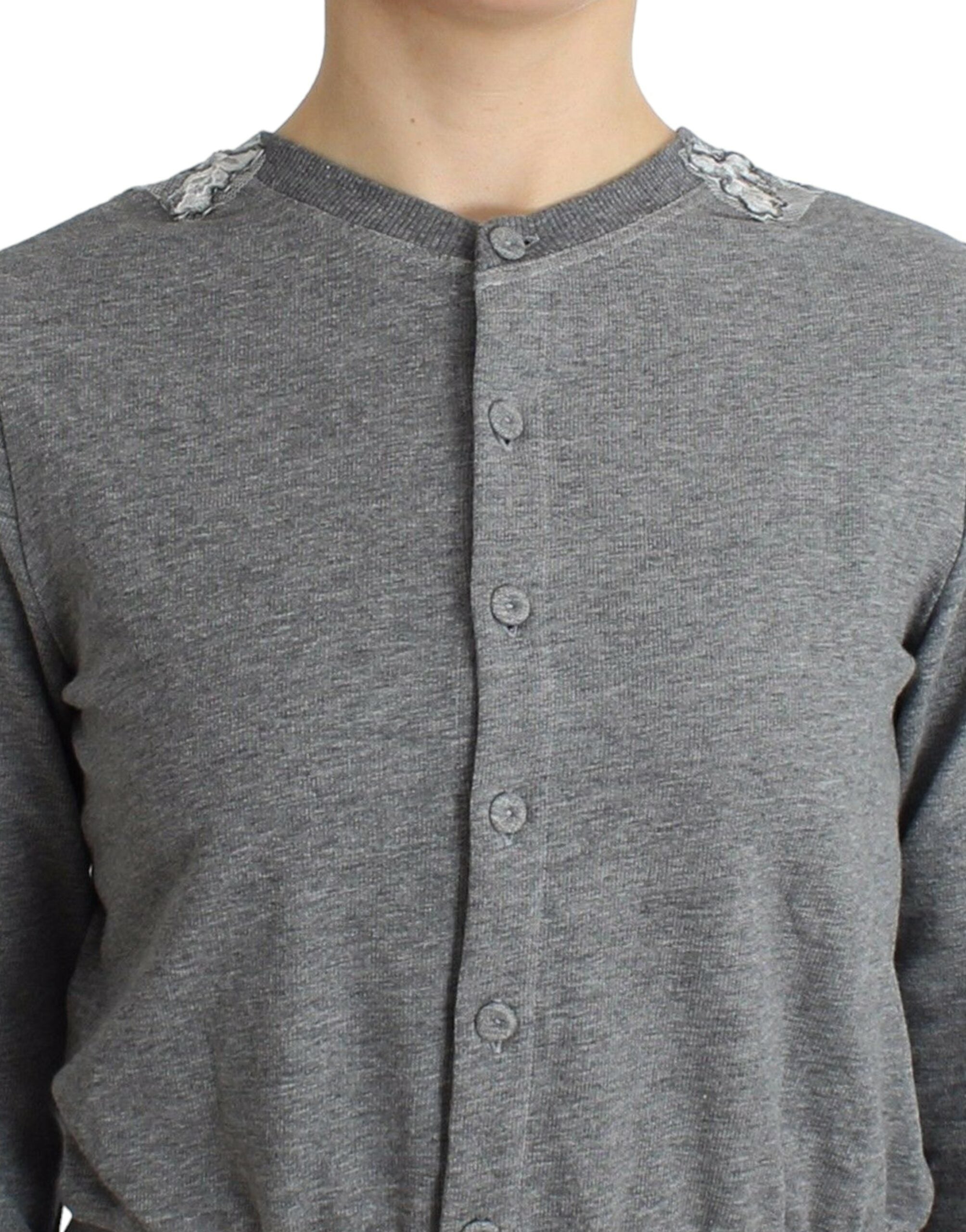 Cardigan scurt Ermanno Scervino Chic gri din amestec de bumbac
