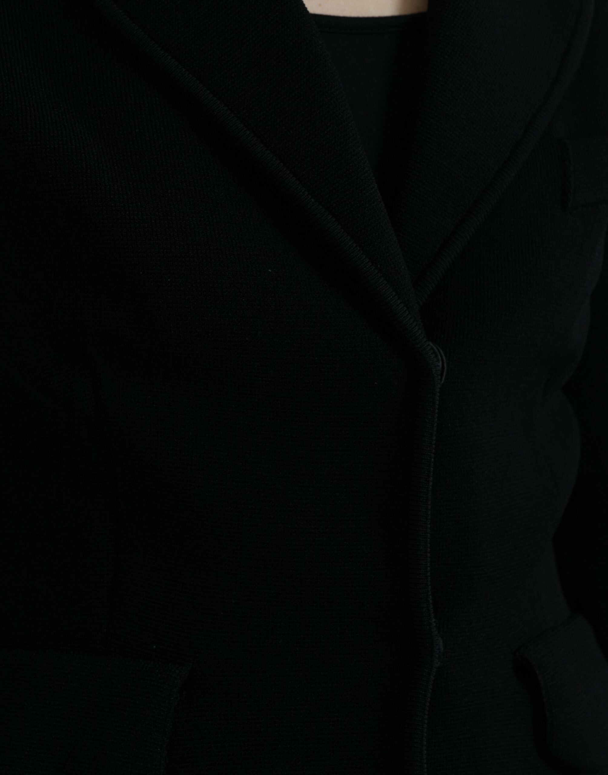 Black Viscose Single Breasted Blazer Jacket