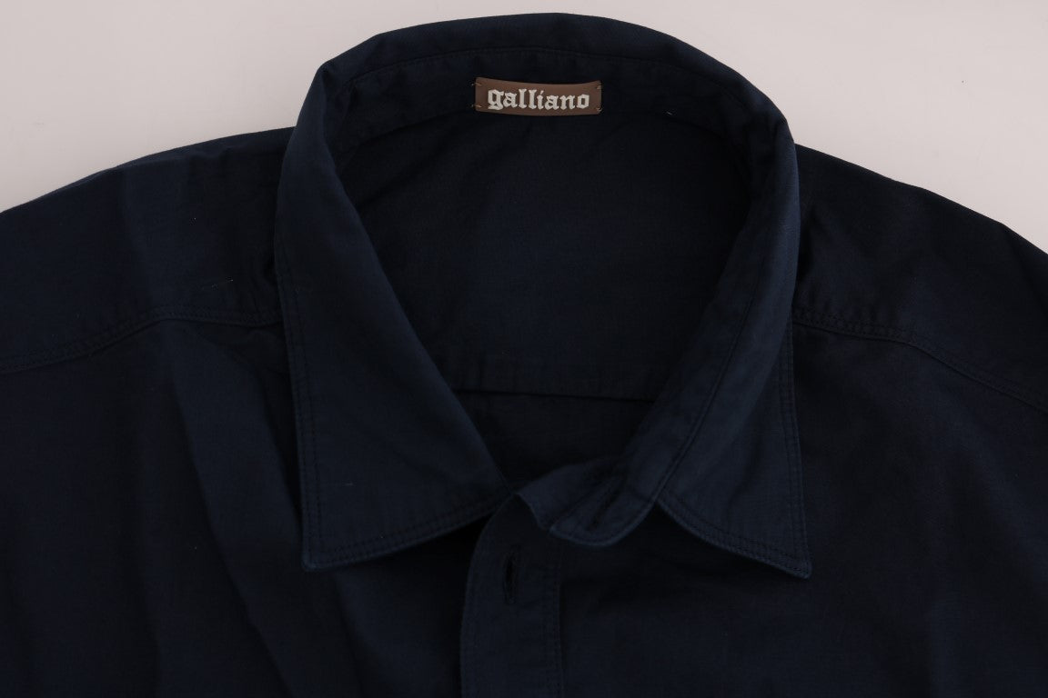 Cămașă elegantă casual din bumbac albastru John Galliano
