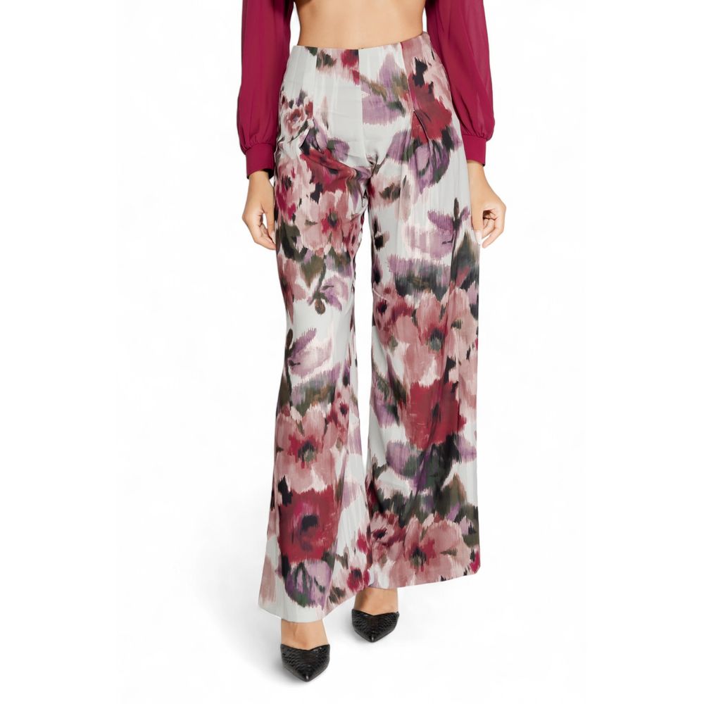 Bordeaux Polyester Casual Pants
