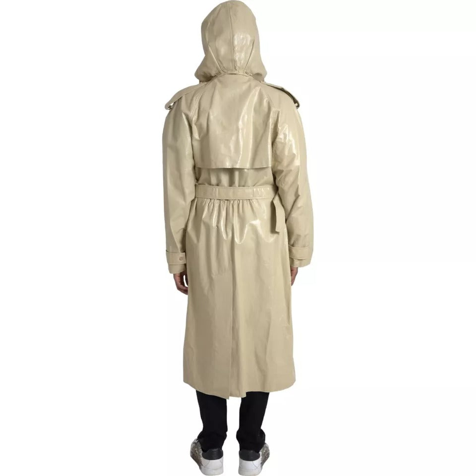 Jachetă trench din piele de miel bej Bottega Veneta