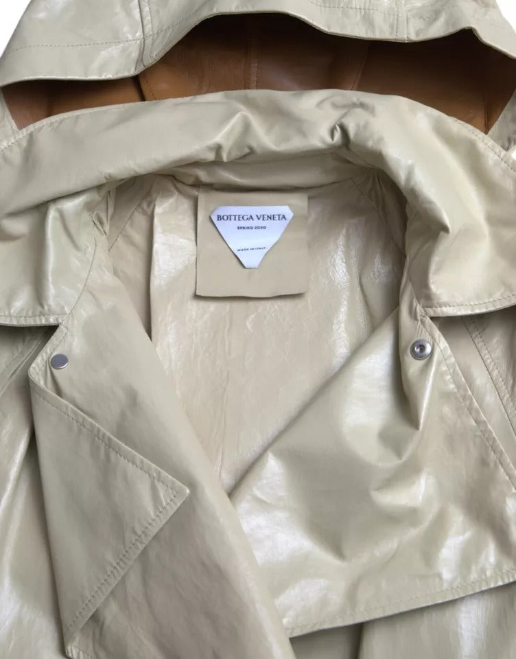 Jachetă trench din piele de miel bej Bottega Veneta