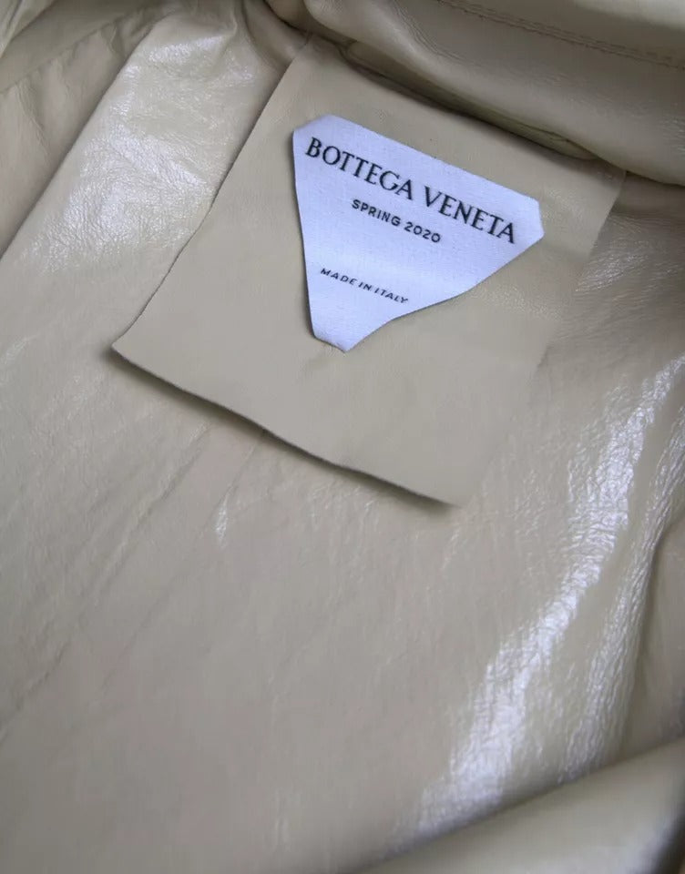 Jachetă trench din piele de miel bej Bottega Veneta