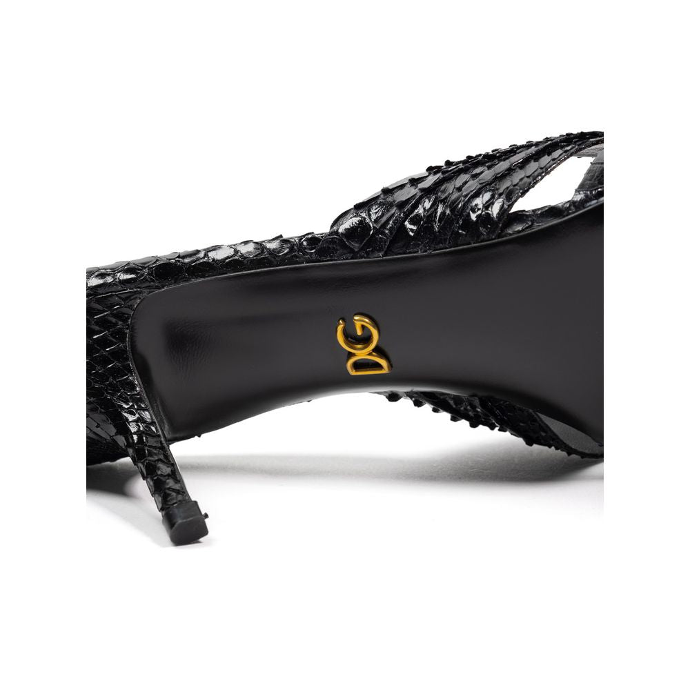 Black Snake Skin Platform Sandals