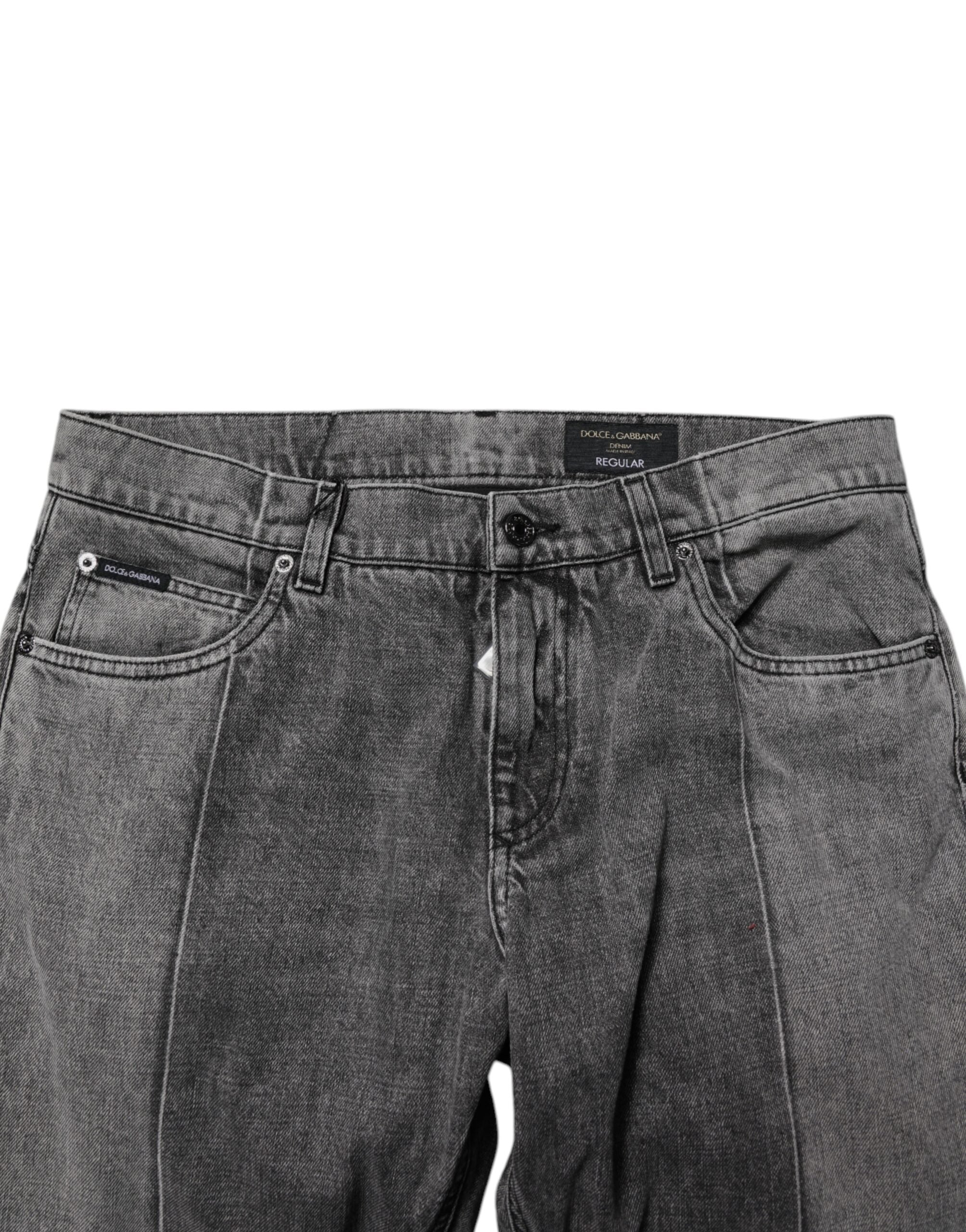Two Tone Gray Cotton Denim Jeans