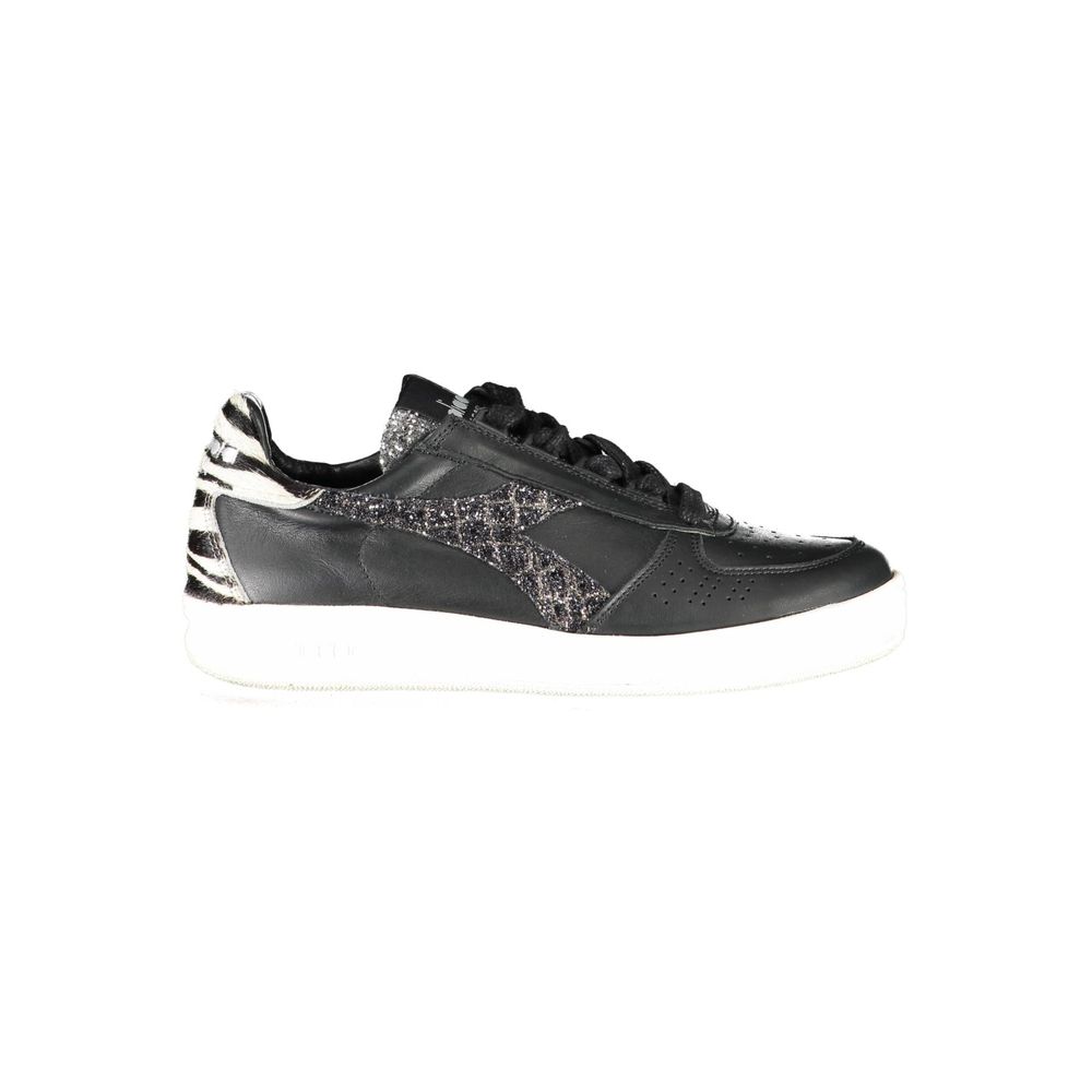 Black Leather Women Sneaker