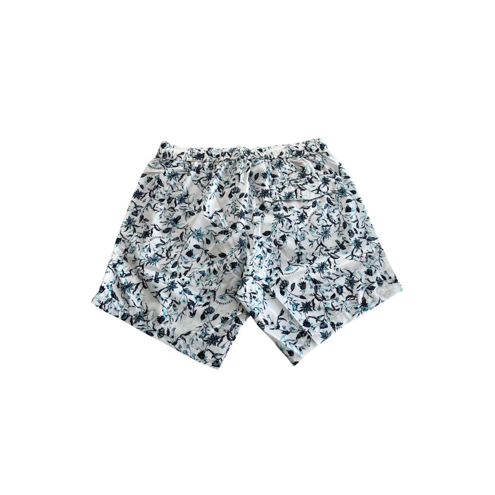 White Polyester Men Swim Shorts