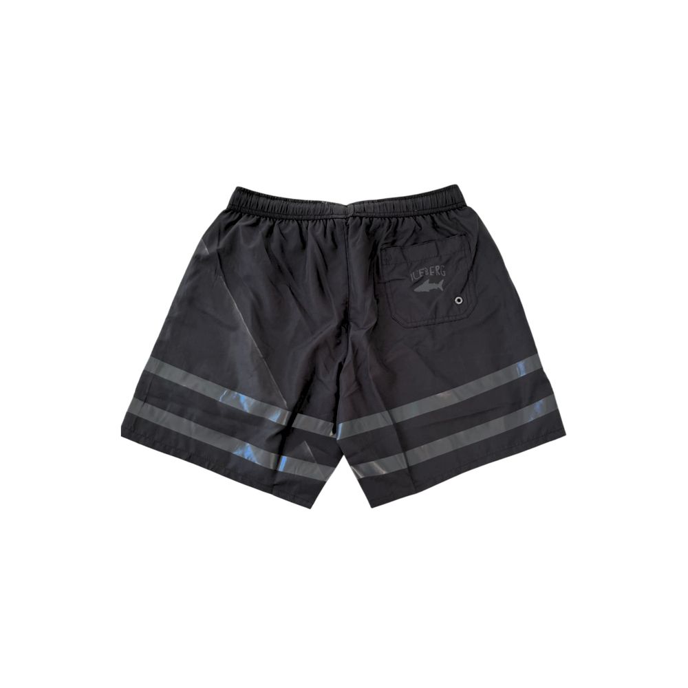 Black Polyester Men Swim Short