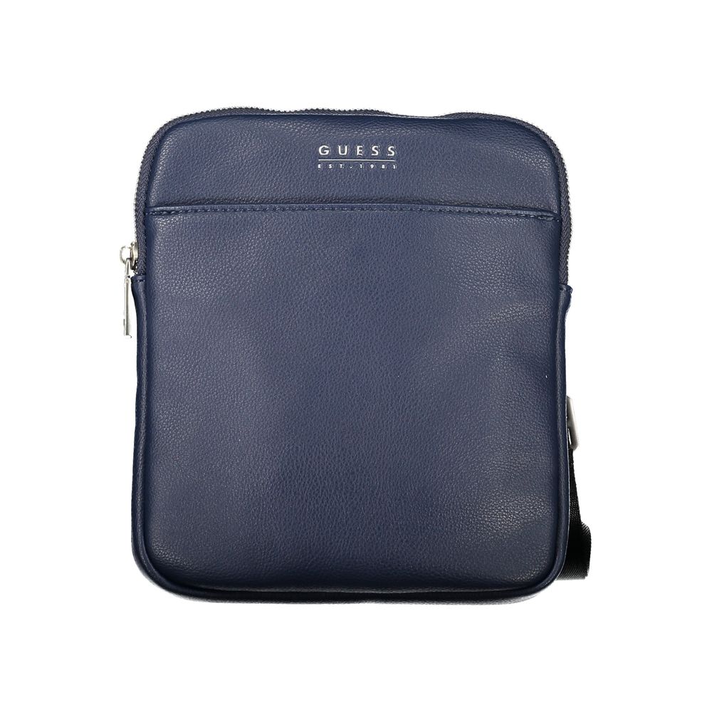 Blue Polyurethane Men's Shoulder Bag