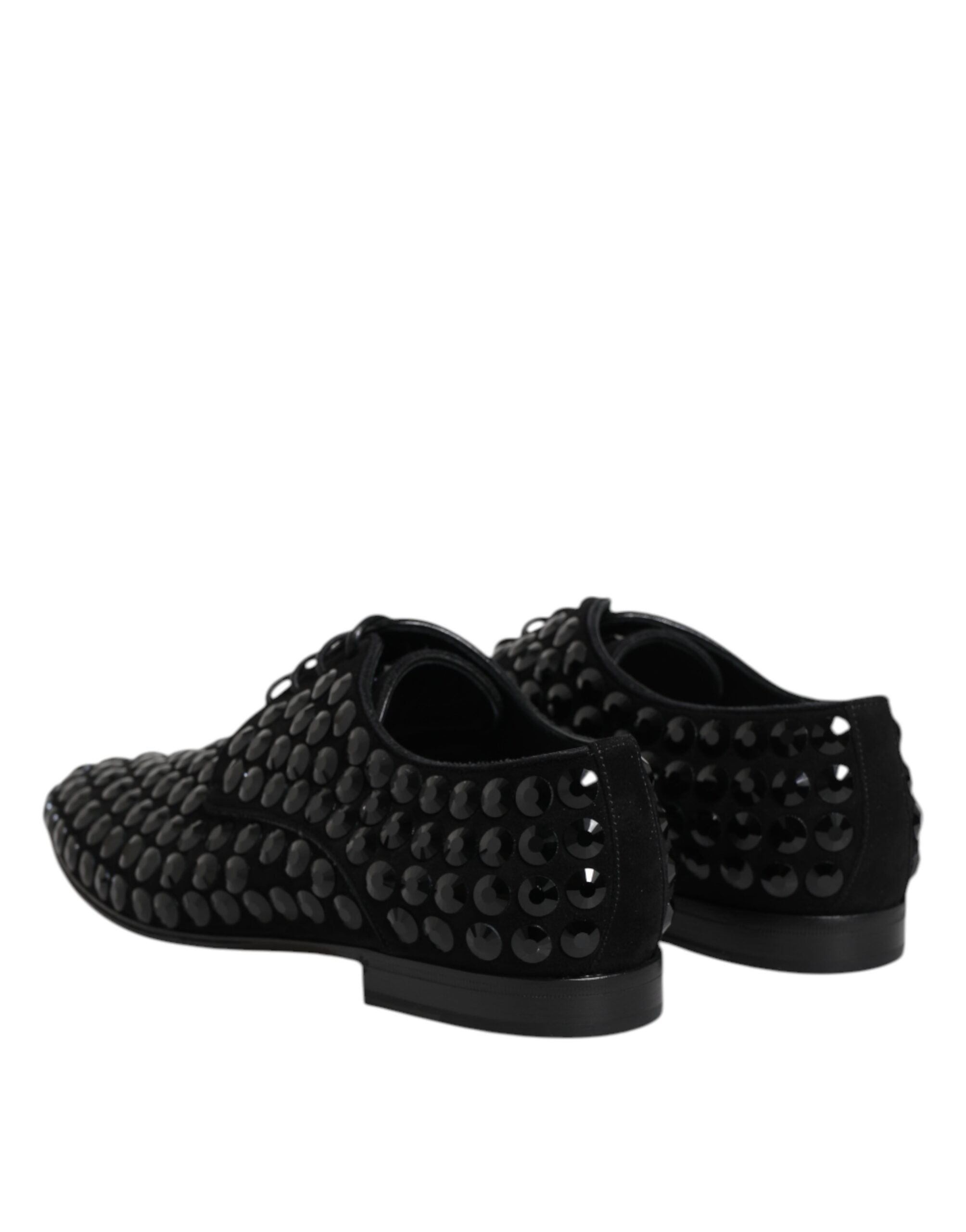 Black Suede Strass Derby Formal Shoes