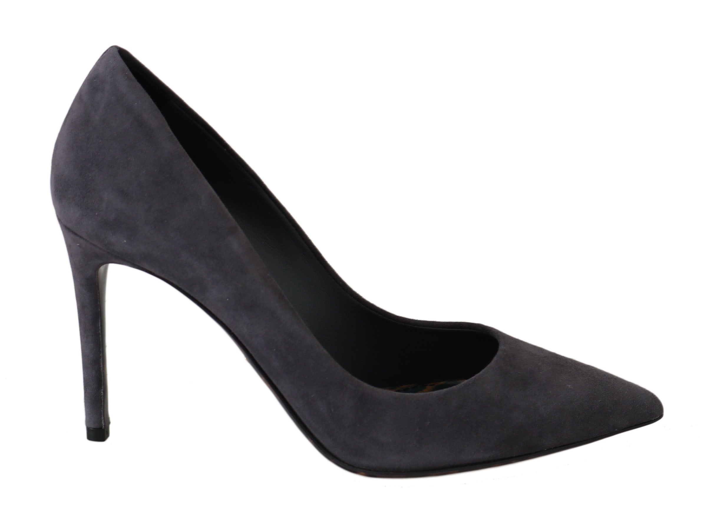 Gray Suede Leather Stiletto Shoes Heels