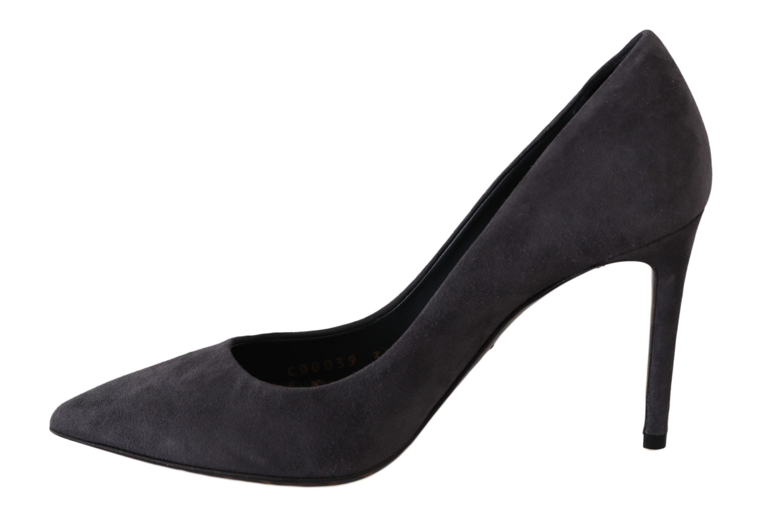 Gray Suede Leather Stiletto Shoes Heels
