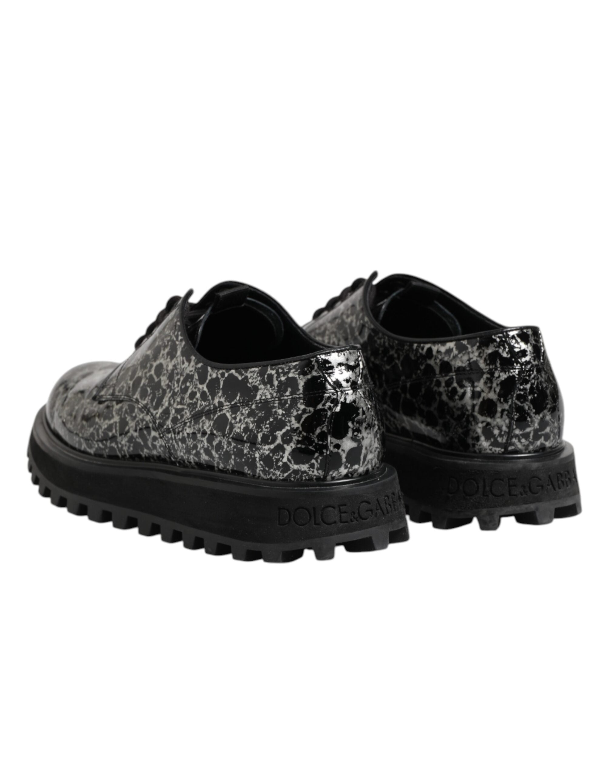Black White Calfskin Chunky Derby Shoes