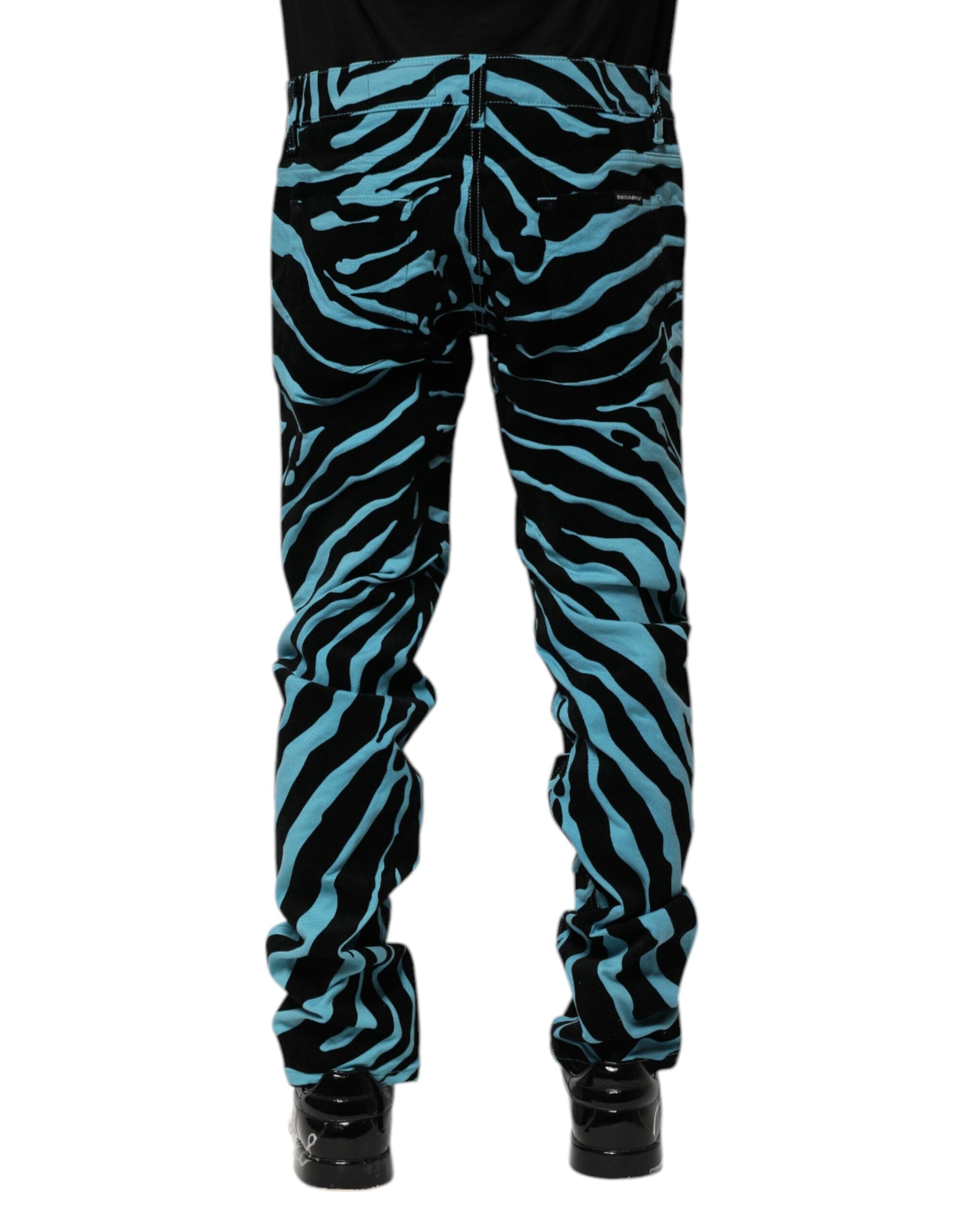 Blue Black Stripes Skinny Denim Jeans