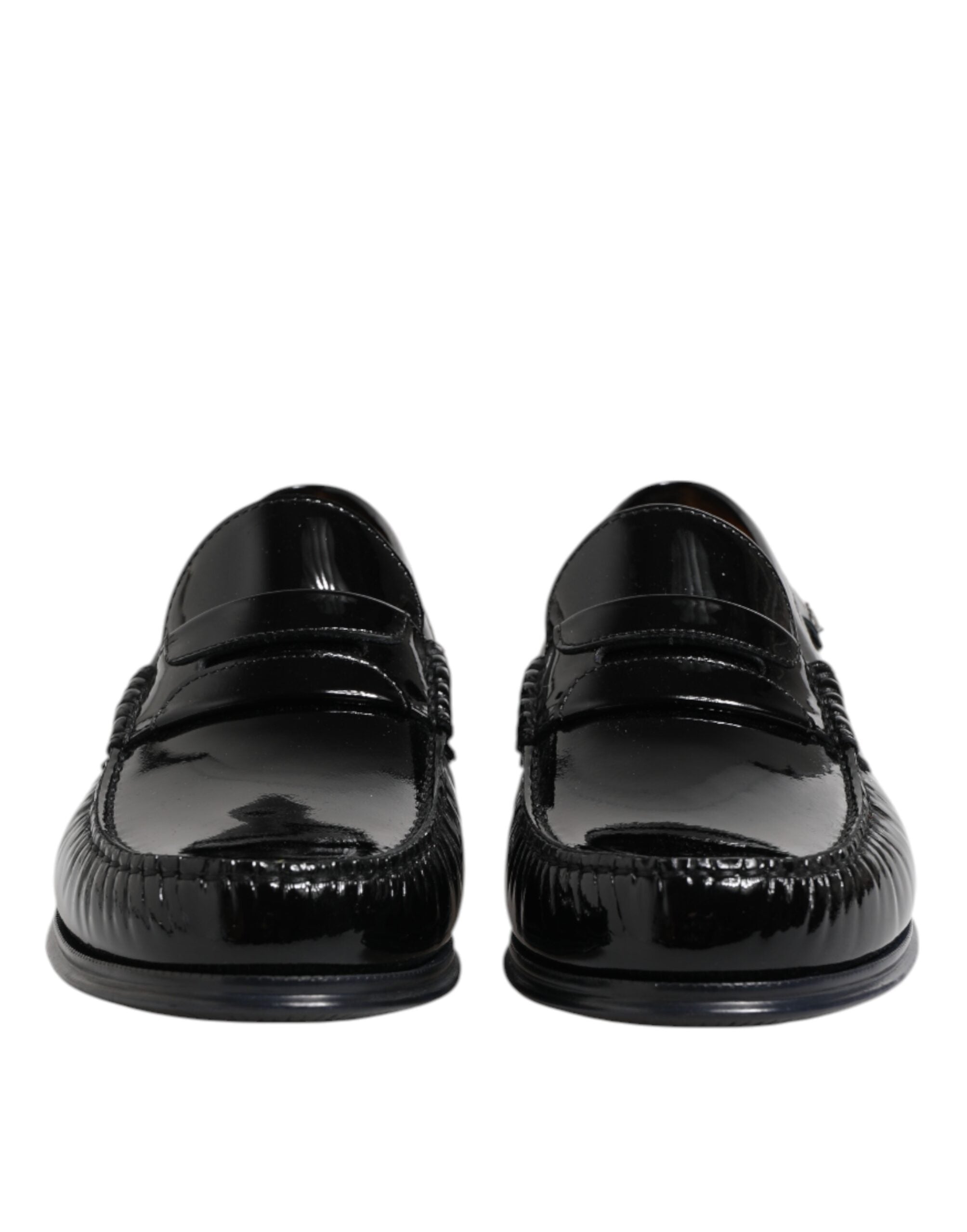 Black Leather Slip On Loafers Dress Shoes