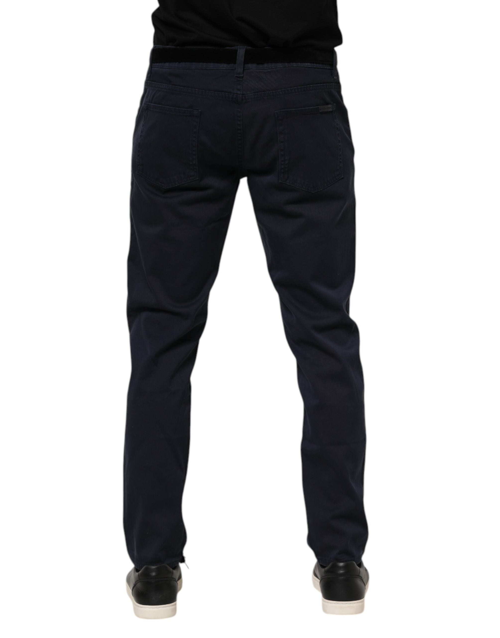 Blue Cotton Tapered Denim Jeans