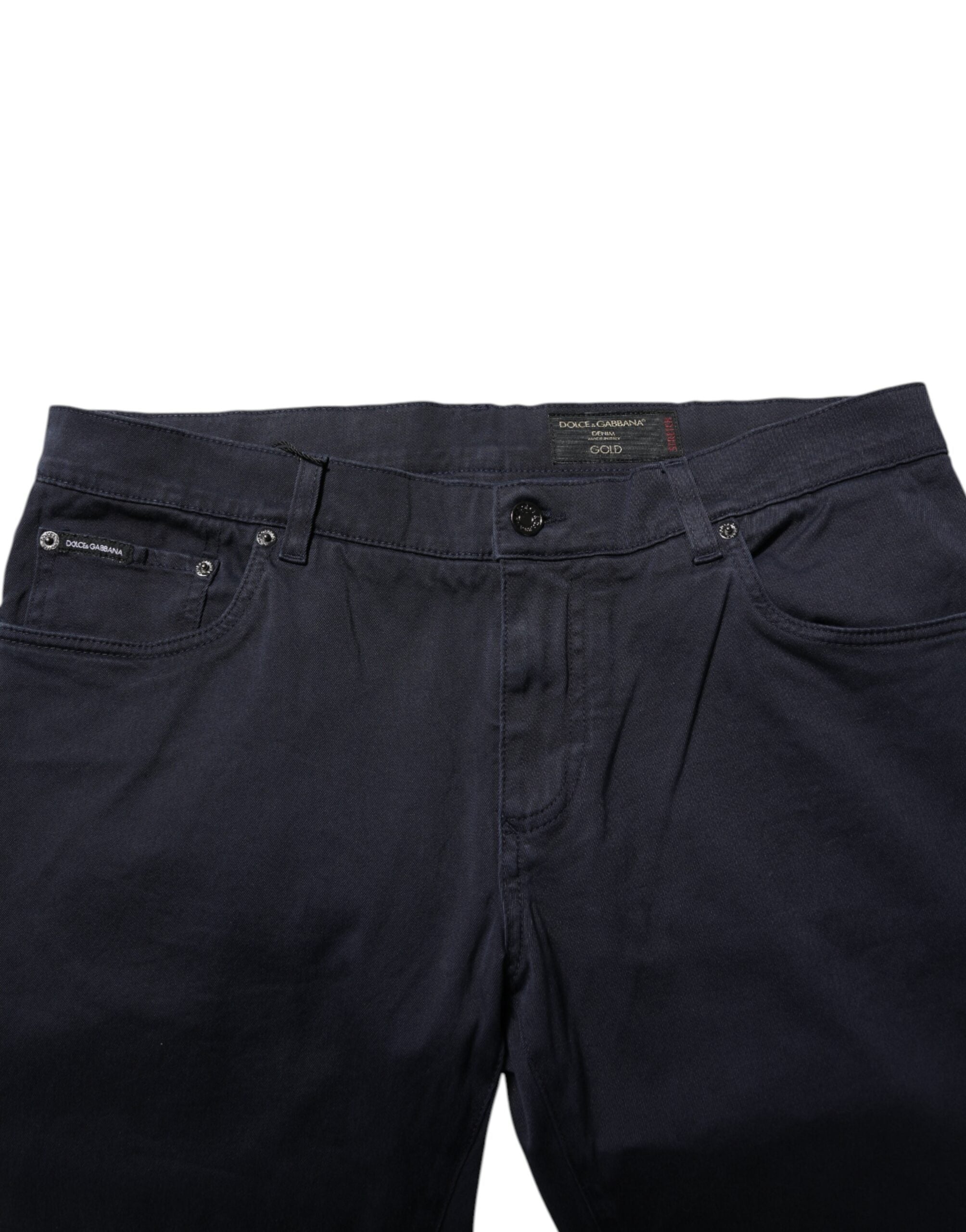 Blue Cotton Tapered Denim Jeans