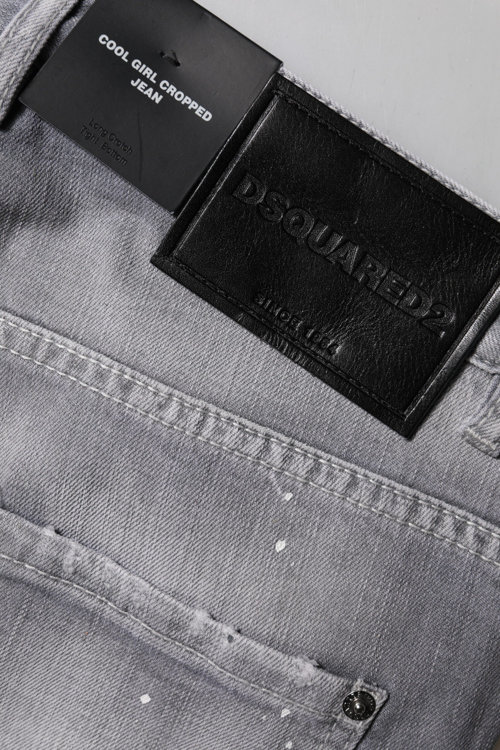 Gray Washed Mid Waist Tapered Jeans