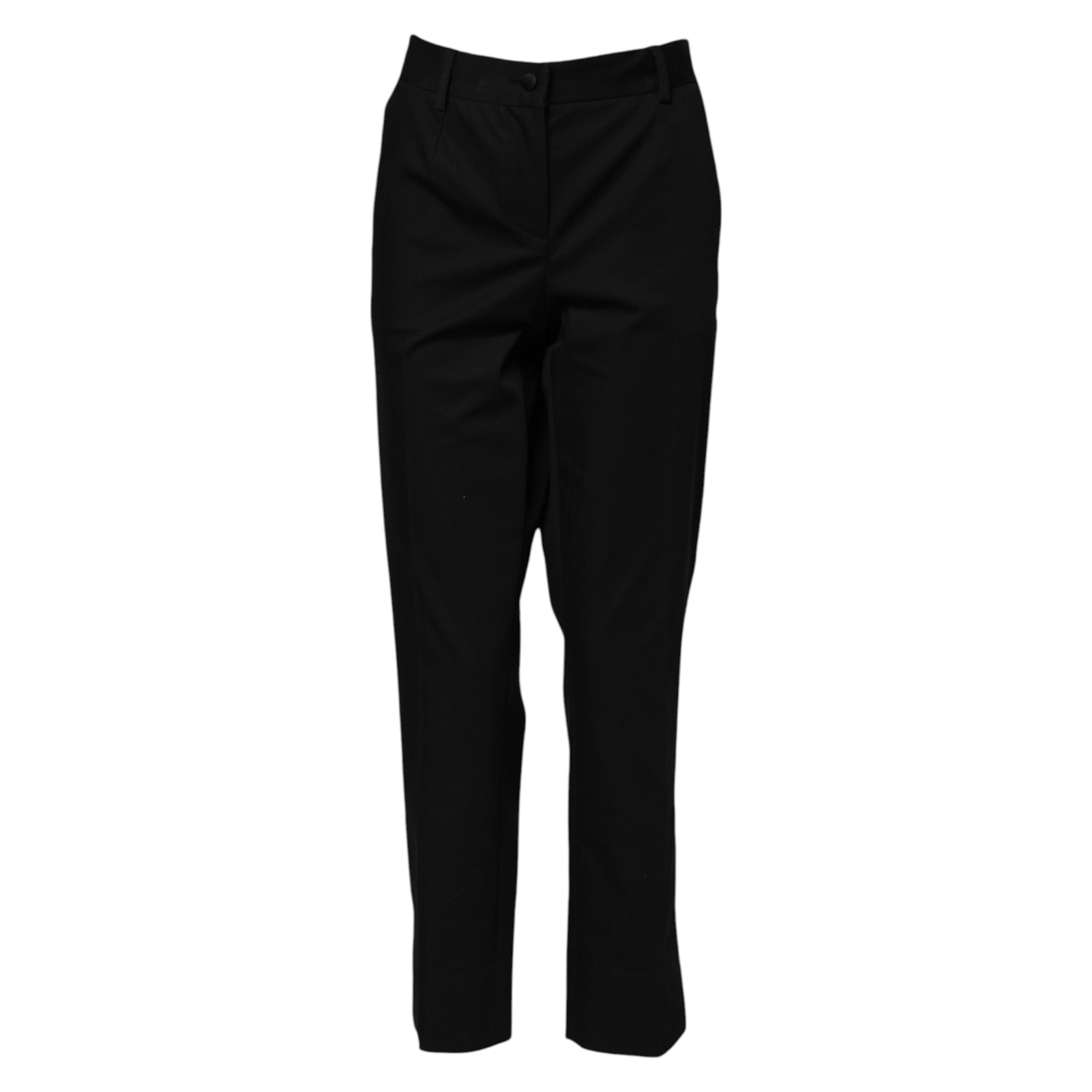 Black Cotton High Waist Formal Pants