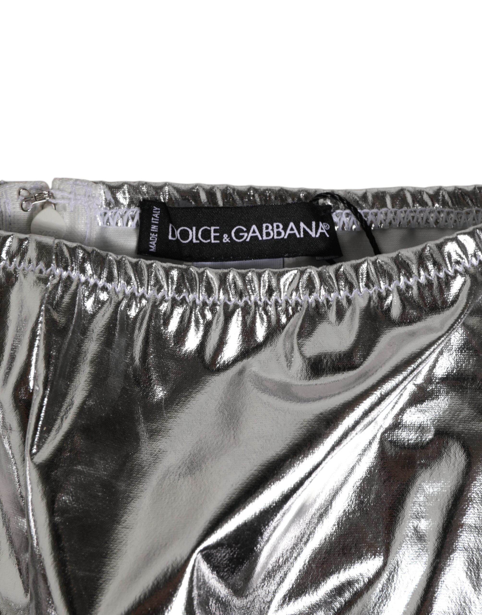 Silver Metallic High Waist Bikini Bottom Women Underwear