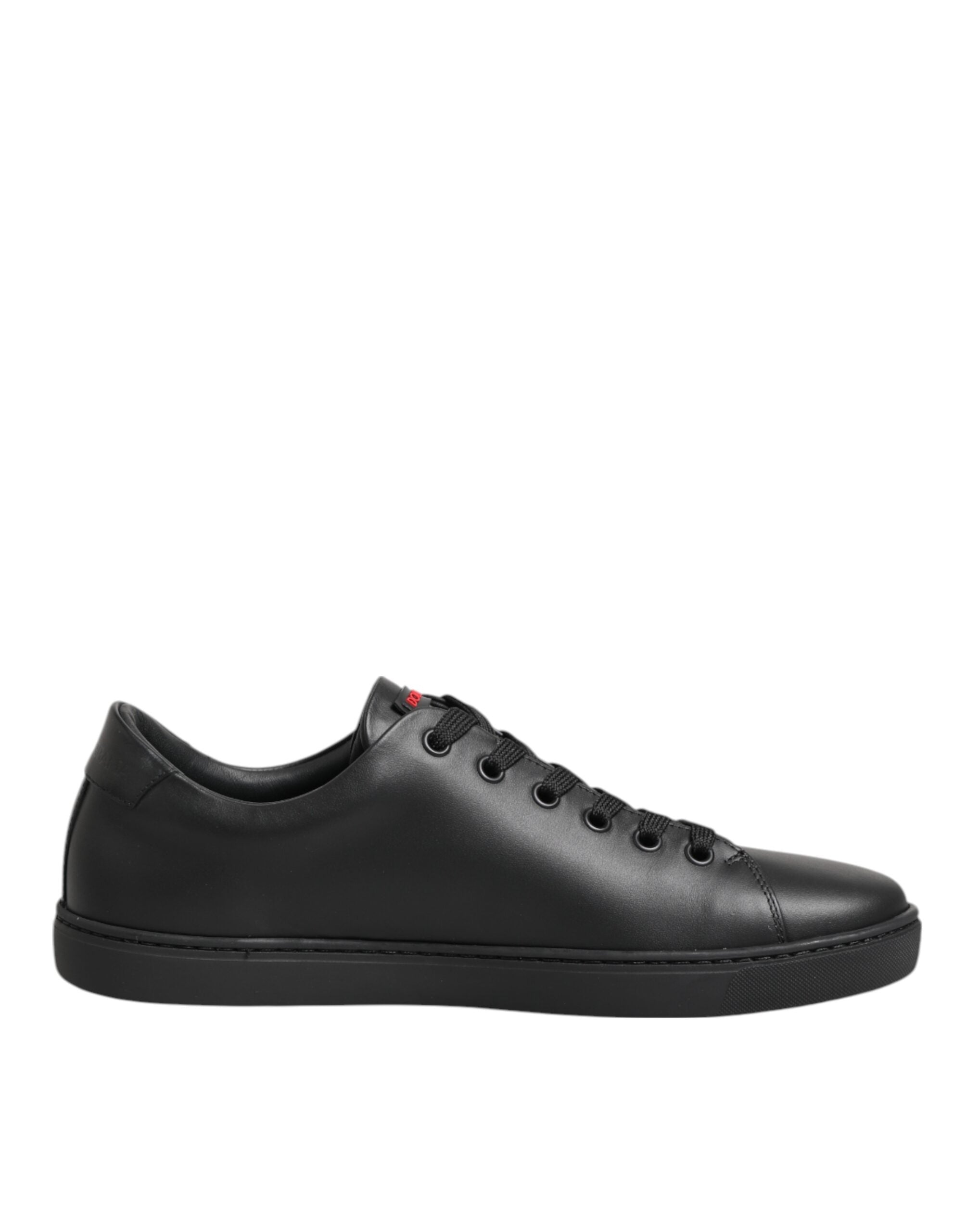 Black Leather Crystal Heart Low Top Sneakers Shoes