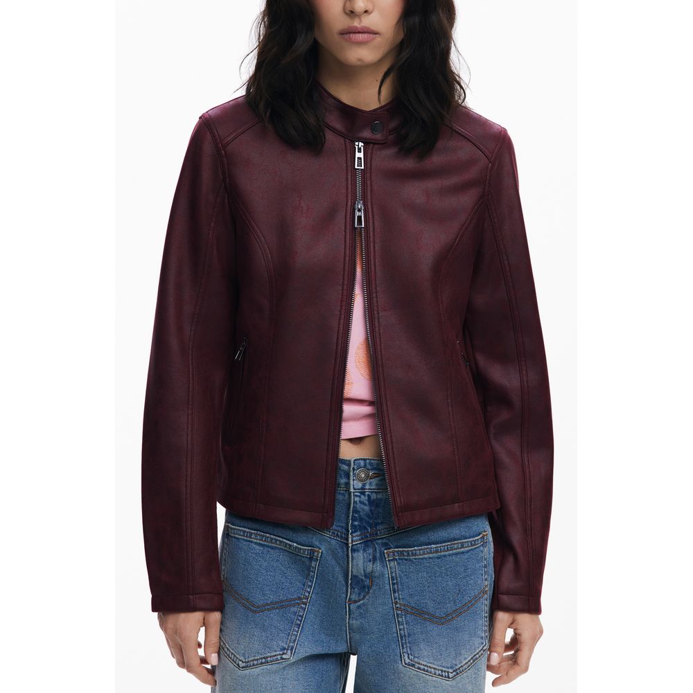 Red Polyester Women's Jacket