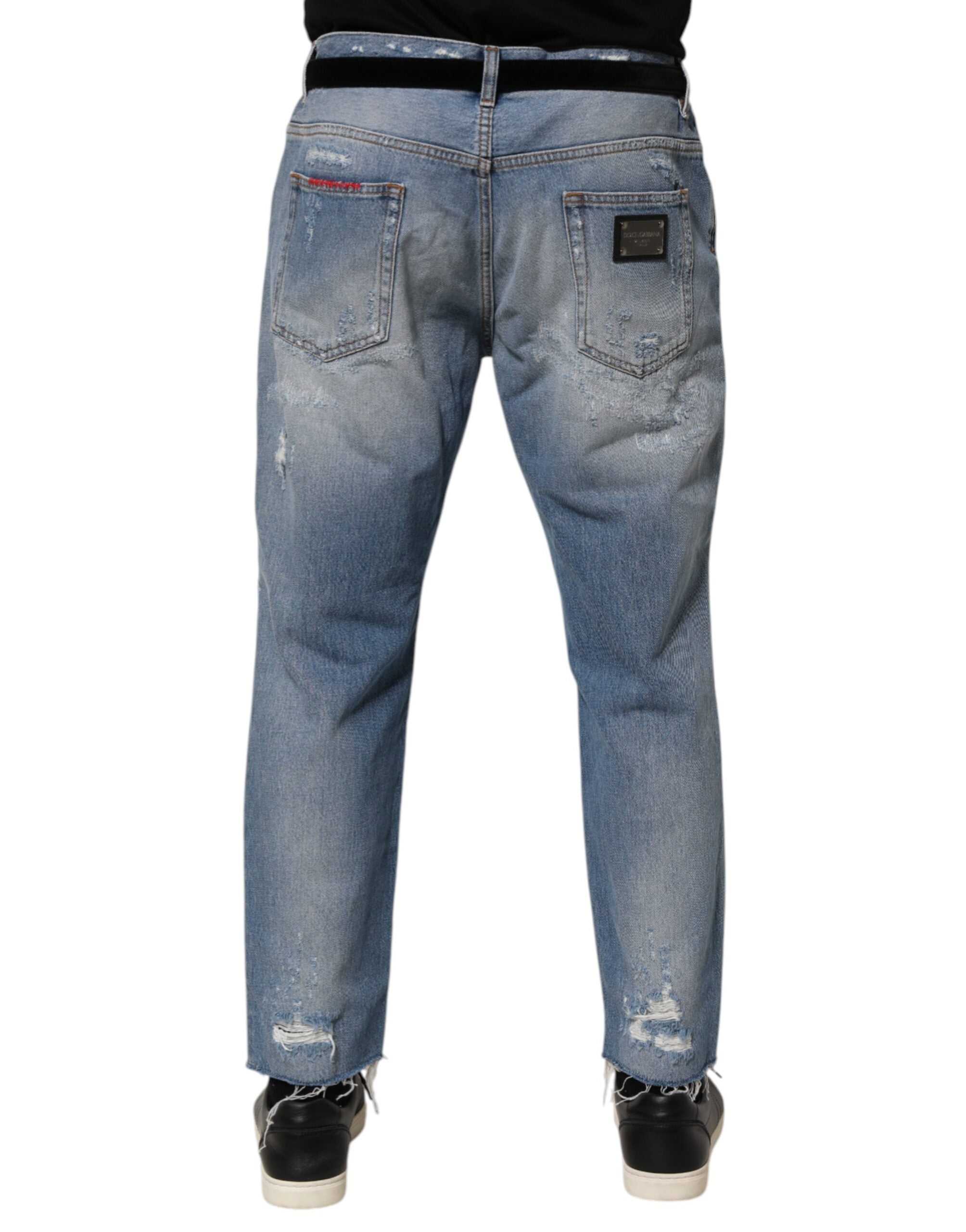 Blue Distressed Ripped Denim Trouser Jeans